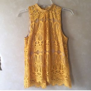 Love & Fire Yellow Lace Top